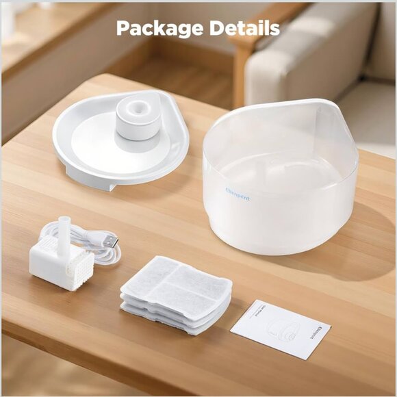 Cat Water Fountain, 2.5L Quiet and Easy to Clean  Drop Design with LED Light, El - Picture 7 of 7